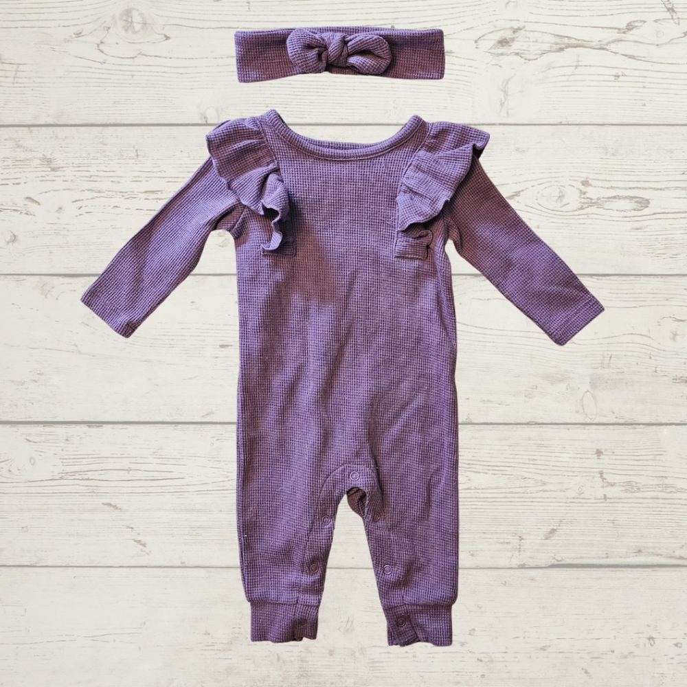 Okie Dokie Purple Waffle Jumpsuit Romper Size 3m